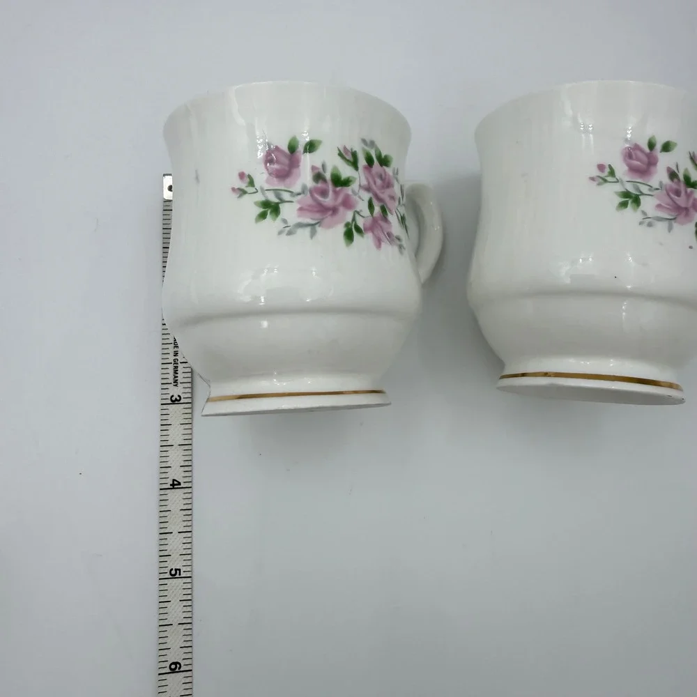 Daffodil‎ Fine Bone China Tea Cups Set Pink Roses Gold Trim Vintage